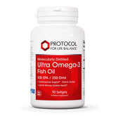 PROTOCOL FOR LIFE BALANCE Ultra Oméga-3: bouteille et étiquette, soutien potentiel du cerveau.