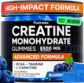 PURA WEX NUTRITION – flacon bleu ouvert, gommes créatine faciles à prendre