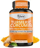 Pure By Nature Curcumine en capsules sur l'emballage, soutien antioxydant potentiel.