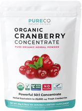 PURE CO Concentre de canneberge 50:1 en poudre, soutien potentiel à l'hygiène urinaire.