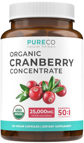 Pure Co pilule canneberge organique, capsule végétale, soutien potentiel du système urinaire