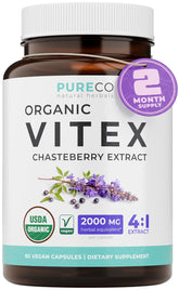 Capsules Pure Co Vitex dans flacon bio, prêt à l'emploi
