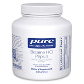 Pure Encapsulations Betaine HCl Pepsin, bouteille 250 capsules, soutien digestif potentiel