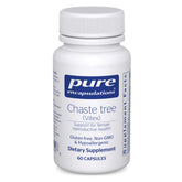 Pure Encapsulations Chaste Tree – bouteille claire prête à l’emploi et suggérant un soutien du cycle menstruel.