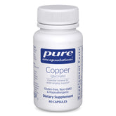 Pure Encapsulations cuivre glycinate capsules sur boîte, intégration facile à la routine.