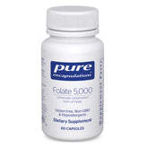 Pure Encapsulations Folate 5,000: bouteille montrant le format pratique pour une routine quotidienne