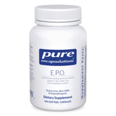 Pure Encapsulations E.P.O. huile d’onagre softgel, flacon montrant une peau saine potentielle.
