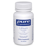 Pure Encapsulations Lithium Orotate 1 mg en bouteille, format pratique pour usage quotidien.
