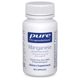 Pure Encapsulations Manganèse : bouteille et étiquette, soutien potentiel à la santé osseuse.