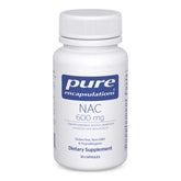 Pure Encapsulations NAC 600 mg — bouteille et étiquette, soutien potentiel des poumons.