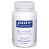 Pure Encapsulations NR Longevity, bouteille montrant le complément, soutien potentiel énergie cellulaire