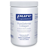 PureDefense Collagen avec bouillon d’os, poudre savoureuse et soutien immunitaire potentiel.