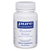 Pure Encapsulations Rhodiola Rosea: bouteille et étiquette, soutien potentiel contre le stress occasionnel.
