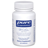 Pure Encapsulations SR-CoQ10-PQQ montrant la bouteille, soutien potentiel à la santé cardiaque.