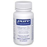 Pure Encapsulations Vitamine D3, bouteille de 60 capsules prête à soutenir les os.