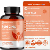 Pure Micronutrients Zinc, bouteille 25 mg, soutien immunitaire potentiel.