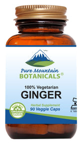 Gelules Gingembre Bio Pure Mountain Botanicals, faciles à ajouter à la routine quotidienne.