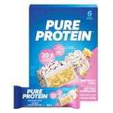 Pure Protein emballage gateau-anniversaire pratique pour planifier une collation gourmande.
