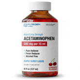 Puregen Labs bouteille Acétaminophène 500 mg 15 ml, soulagement douleurs et fièvre.