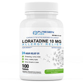 Puregen Labs Comprimé Loratadine 10 mg, focus sur le comprimé et son utilisation.