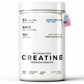 Puregen Labs Créatine micronisée en poudre, dissolution rapide et goût neutre.