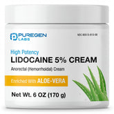 Crème lidocaïne Puregen Labs 5% anorectale, soulagement rapide possible.