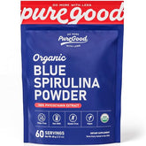 PureGood Poudre Spiruline Bleue en bocal, couleur intense pour smoothies.