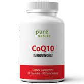 PureNature Plus CoQ10 200 mg – bouteille élégante, soutien potentiel de l'énergie quotidienne.