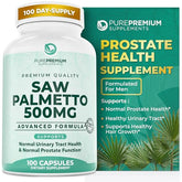 PurePremium Saw Palmetto gelules 500mg: soutien potentiel de la fonction urinaire normale.