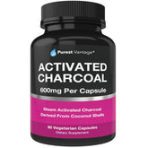 Purest Vantage Charbon actif en bouteille 600 mg, pratique à emporter.