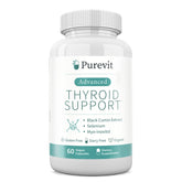 Purevit Thyroid Support – bouteille affichée, soutien thyroïdien quotidien sans iode.