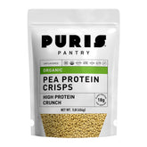 PURIS Chips protéinés de pois bio, emballage pratique pour une collation rapide et saine.