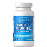Puritan's Pride Acidophilus – comprimés blancs en boîte, soutien digestif potentiel.