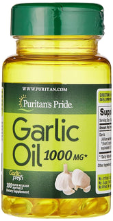Puritan's Pride huile d ail 1000 mg — bouteille claire pour une utilisation quotidienne.
