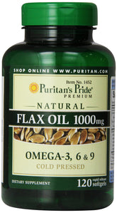 Puritan's Pride huile de lin 1000 mg en bouteille, apport oméga