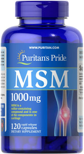 Puritan's Pride Joint Support MSM, bouteille: peut contribuer au maintien des articulations.