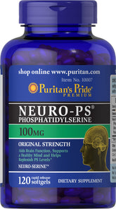 Puritan's Pride Neuro-PS 100 mg, gélules molles dans la bouteille; soutien potentiel des fonctions cérébrales.
