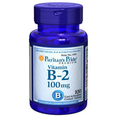 Puritan's Pride Vitamine B2 100 mg comprimés en boîte, pratique pour la supplémentation quotidienne