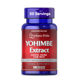 Puritan's Pride Yohimbe, herbe exotique pour homme, capsules faciles pour la vitalité.