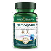 Purity Products Memory500 – bouteille visible, potentiel soutien des fonctions cognitives au quotidien.