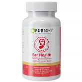 Purmeo oreille-relief bouteille montre la prise quotidienne pour le confort auditif.