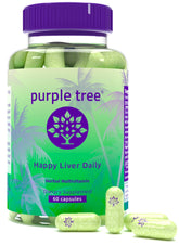 Purple Tree Happy Liver Daily – bouteille; soutien quotidien du foie et routine detox légère.