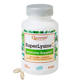 Quantum Santé Super Lysine+ – bouteille de comprimés pour le soutien immunitaire quotidien.