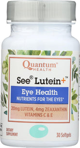 Quantum See Lutein+ - bouteille avec capsules visibles pour la nutrition visuelle.