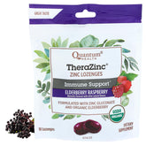 Quantum TheraZinc pastilles emballage bio, sans goût métallique, soutien immunitaire potentiel.