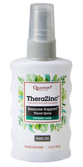 Quantum TheraZinc Spray présente sa bouteille avec pompe prête à l’emploi pour une dose rapide.