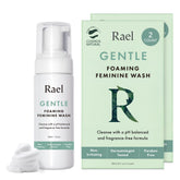 Rael lavage intime mousse, bouteille avec pompe pour une application douce.