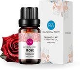 Huile essentielle de rose Rainbow Abby, flacon 10 ml prêt à diffuser.