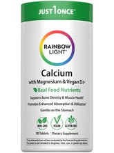 Rainbow Light Calcium Complex – bouteille ouverte et comprimés, soutien potentiel pour les os.