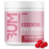 RAW Essential Pré-entraînement Raspberry Creamthickle, pot de poudre prête à mélanger pour énergie soutenue.